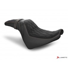 LUIMOTO (Hex-Diamond) Rider Seat Covers for the HARLEY DAVIDSON Fat Bob (2018+)